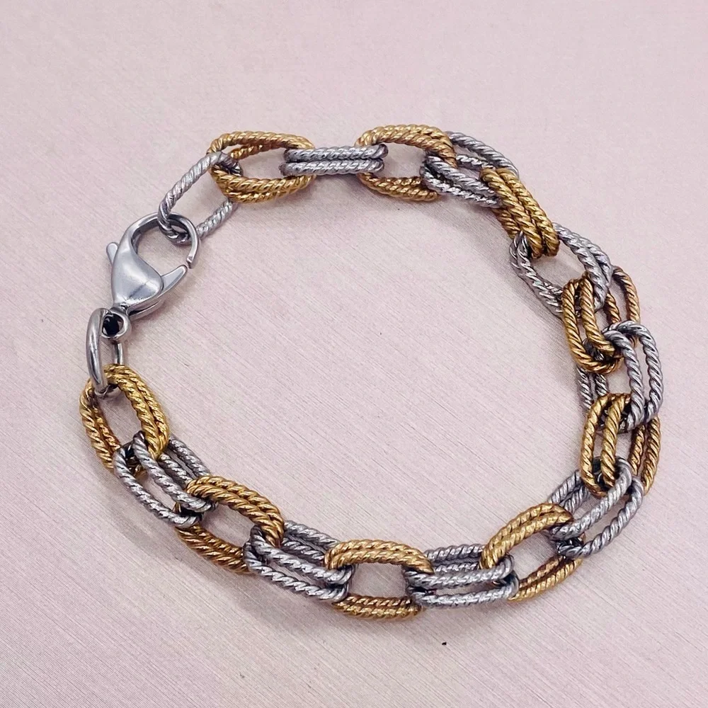 EUC Silver & Gold Plated Double Link Bracelet